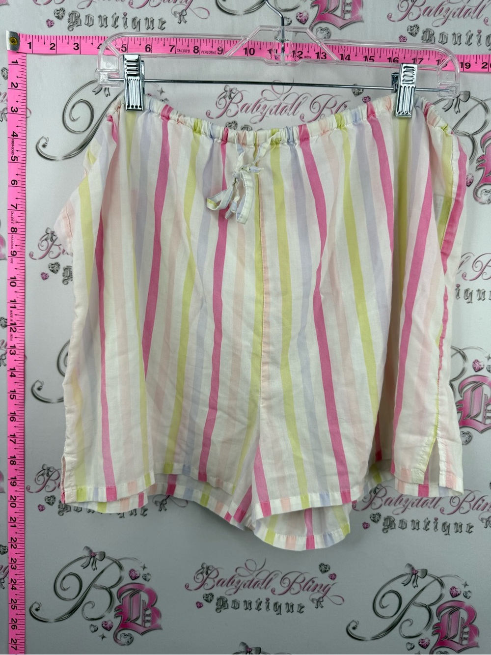 Shorts tie up Striped Pastel Drawstring Women's Shorts